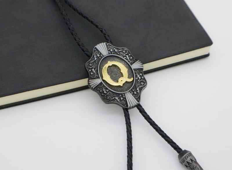 KECOL Western Letter Bolo Tie Cowboy Aalphabet A to Z Neckties Necklace for Men Women - Image 4